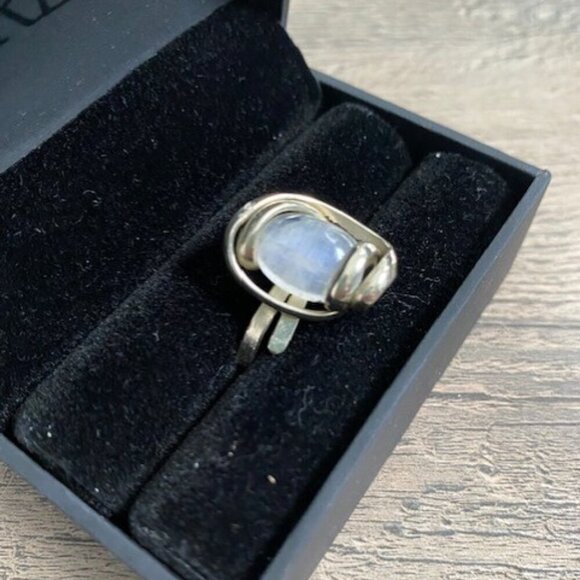 White Beach Sea Glass Adjustable Silver Ring Sz 7 - Picture 3 of 10